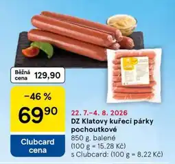 Tesco DZ Klatovy Kuřecí párky pochoutkové nabídka