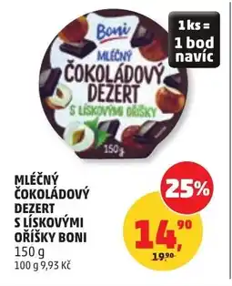 Penny Market Mléčný čokoládový dezert s lískovými oříšky boni nabídka