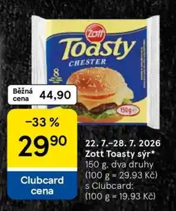 Tesco Zott Toasty sýr nabídka