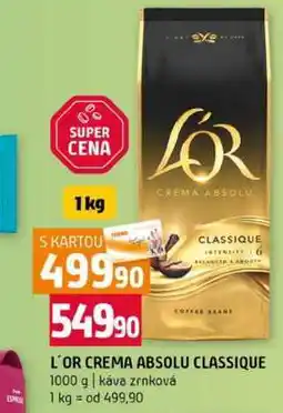 Terno L'OR CREMA ABSOLU CLASSIQUE 1000 g káva zrnková nabídka