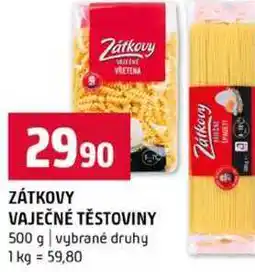 Terno ZÁTKOVY VAJEČNÉ TĚSTOVINY 500 g vybrané druhy nabídka