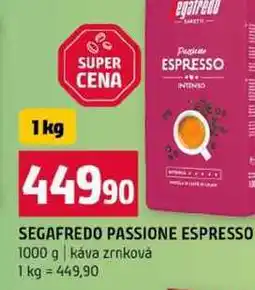 Terno SEGAFREDO PASSIONE ESPRESSO 1000 g káva zrnková nabídka