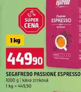 Terno SEGAFREDO PASSIONE ESPRESSO 1000 g káva zrnková nabídka