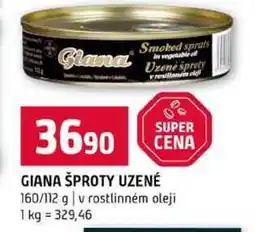 Terno GIANA ŠPROTY UZENÉ 160/112 g v rostlinném oleji nabídka