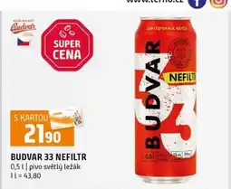 Terno BUDVAR 33 NEFILTR 0,5l pivo světlý ležák nabídka