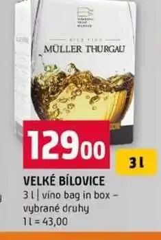 Terno VELKÉ BÍLOVICE 3l vino bag in box vybrané druhy nabídka