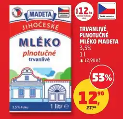 Penny Market Trvanlivé plnotučné mléko madeta nabídka
