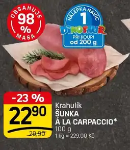 Flop Krahulík Sunka á la carpaccio nabídka