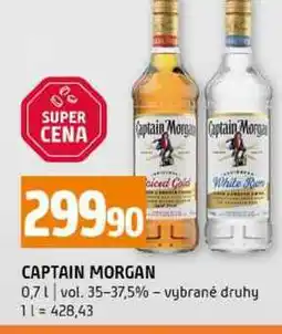 Terno CAPTAIN MORGAN 0,7l vol. 35-37,5% vybrané druhy nabídka
