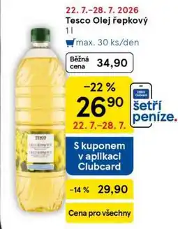 Tesco Tesco Olej řepkový 1 l nabídka