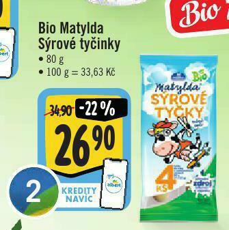 Jip Bio matylda sýrové tyčinky nabídka