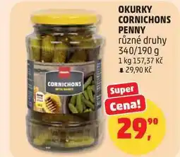 Penny Market OKURKY CORNICHONS PENNY různé druhy, 340/190 g nabídka