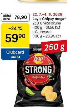 Tesco Lay's Chipsy mega, 250 g, více druhů nabídka