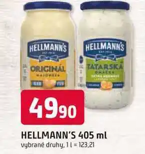 Trefa Hellmann's majonéza, tatarská omáčka 405ml, vybrané druhy nabídka