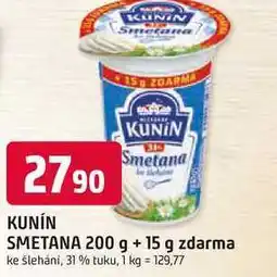 Trefa Kunín Smetana ke šlehání 31 % 200g + 15g zdarma nabídka