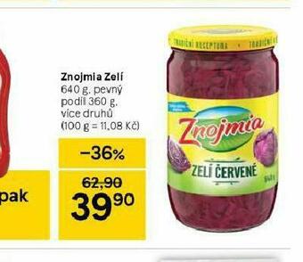 Tesco Znojmia zelí nabídka