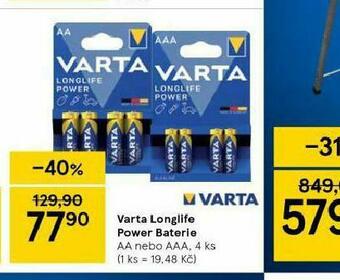 Tesco Varta longlife power baterie nabídka