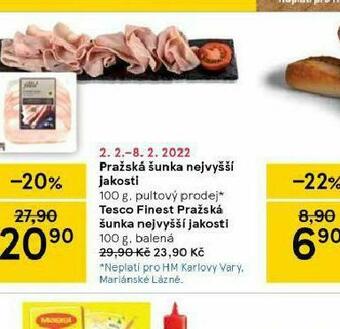 Tesco Pražská šunka nejvyšší jakosti nabídka