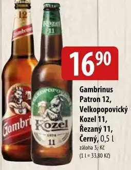 Bala Gambrinus Patron 12, Velkopopovický Kozel 11, Rezaný 11, Černý nabídka