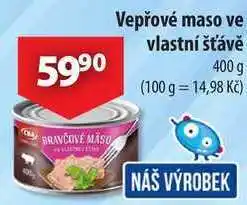 CBA Vepřové maso ve vlastní šťávě nabídka