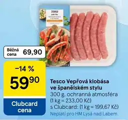 Tesco Tesco Vepřová klobása ve španělském stylu nabídka