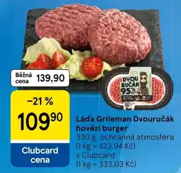 Tesco Láďa Grileman Dvouručák hovězí burger nabídka