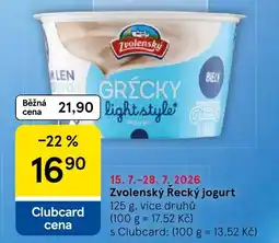 Tesco Zvolenský Řecký jogurt nabídka