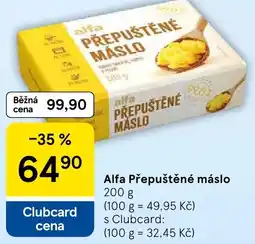 Tesco Alfa Přepuštěné máslo nabídka