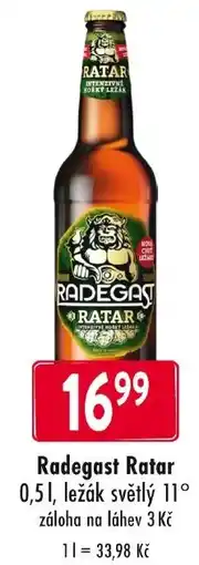 Qanto Radegast Ratar, ležák světlý 11° nabídka