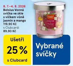 Tesco Bolsius Vonná svíčka ve skle s víčkem vůně jasmín a mango nabídka