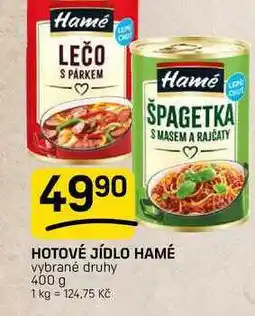 Flop HOTOVÉ JÍDLO HAMÉ vybrané druhy nabídka