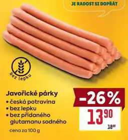 Billa Javořické párky nabídka