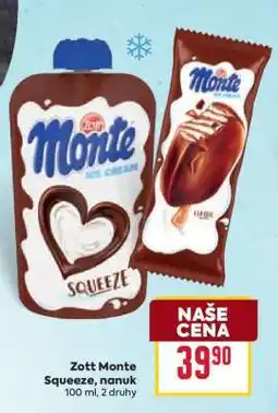 Billa Zott Monte Squeeze, nanuk nabídka