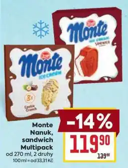 Billa Monte Nanuk, sandwich Multipack nabídka