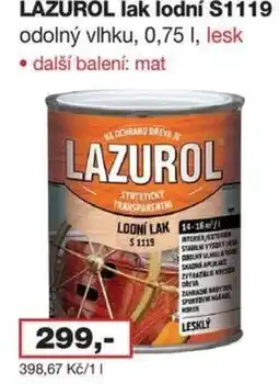Barevný ráj LAZUROL lak lodní S1119 odolný vlhku nabídka
