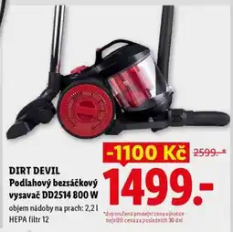 Lidl DIRT DEVIL Podlahový bezsáčkový vysavač DD2514 800 W nabídka