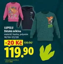 Lidl LUPILU Dětská mikina nabídka