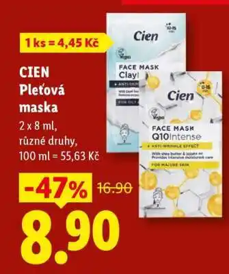 Lidl CIEN Pleťová maska nabídka