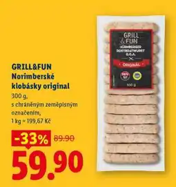 Lidl GRILL&FUN Norimberské klobásky original nabídka