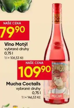 Hruška Mucha Coctails nabídka