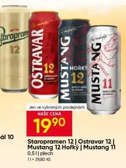 Hruška Staropramen 12/ Ostravar 12/ Mustang 12 Hořký/ Mustang 11 nabídka