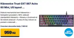 Datart Klávesnice Trust GXT 867 Acira 60 Mini, US layout nabídka