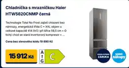 Datart Chladnička s mrazničkou Haier HTW5620CNMP černá nabídka