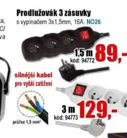 EVA Prodlužovák 3 zásuvky nabídka