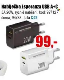 EVA Nabíječka Esperanza USB A+C nabídka