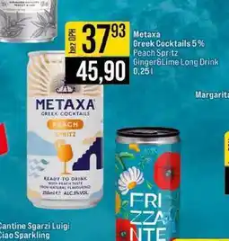Jip Metaxa Greek Cocktails 5% Peach Spritz Ginger&Lime Long Drink nabídka
