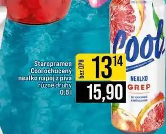 Jip Staropramen Cool ochucený nealko nápoj z piva ruzné druhy nabídka