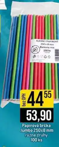Jip Papírová brčka Jumbo 250x8 mm různé druhy 100 ks nabídka