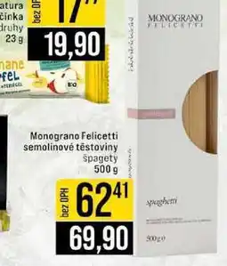 Jip Monograno Felicetti semolinové těstoviny špagety nabídka