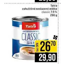 Jip Tatra zahuštěné neslazené mléko Tatra classic 7.5% nabídka